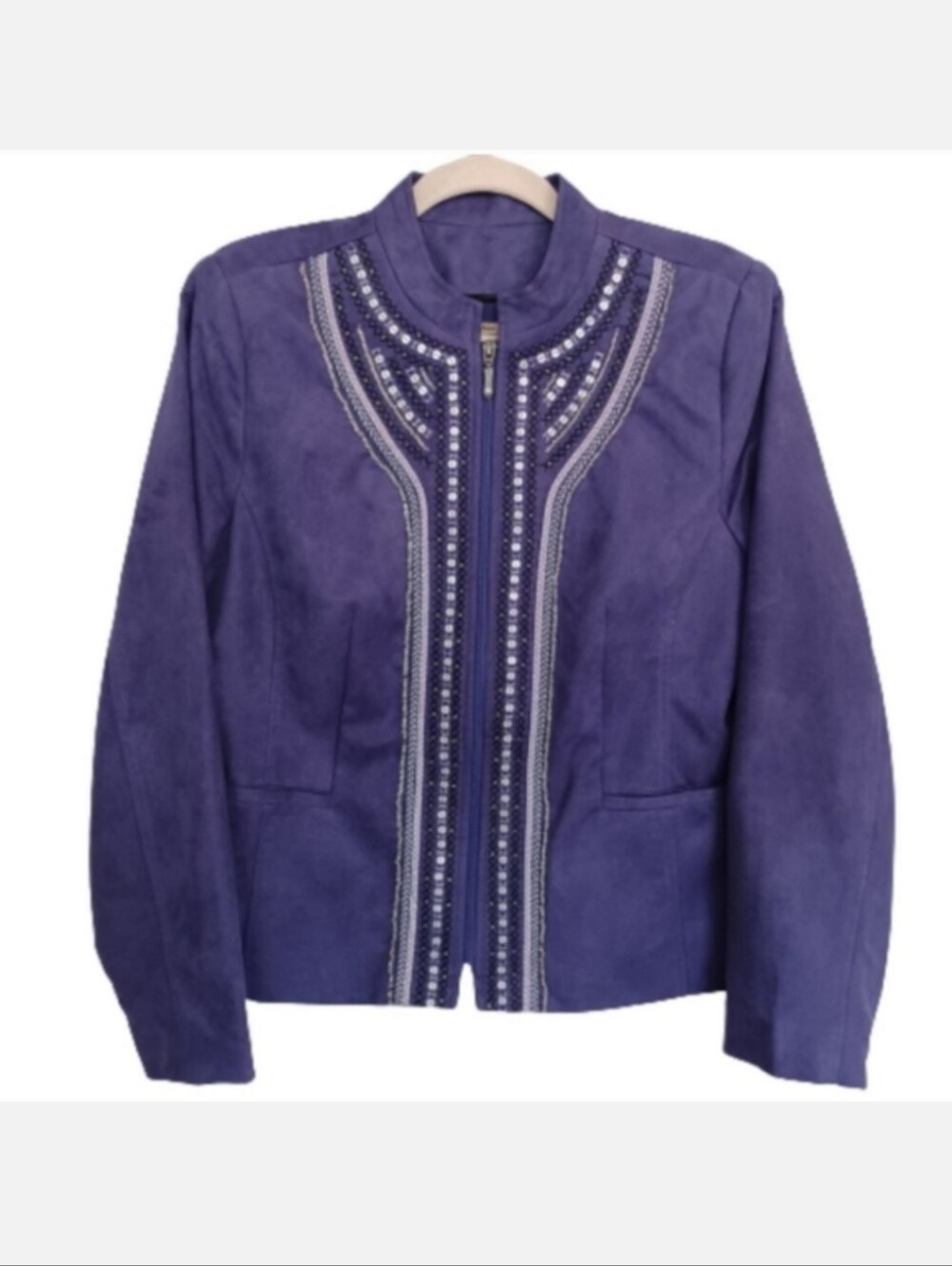 Chic Purple Jacket with Intricate Detail by Tanjay Sequin Embellished Blazer Top